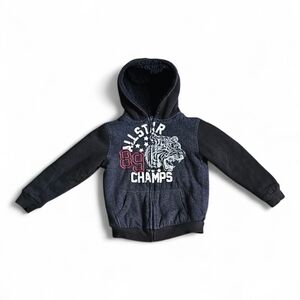 Lee Kids Sherpa-Lined All-Star Champs Zip Hoodie – Navy Grey/Black (Size XS)
